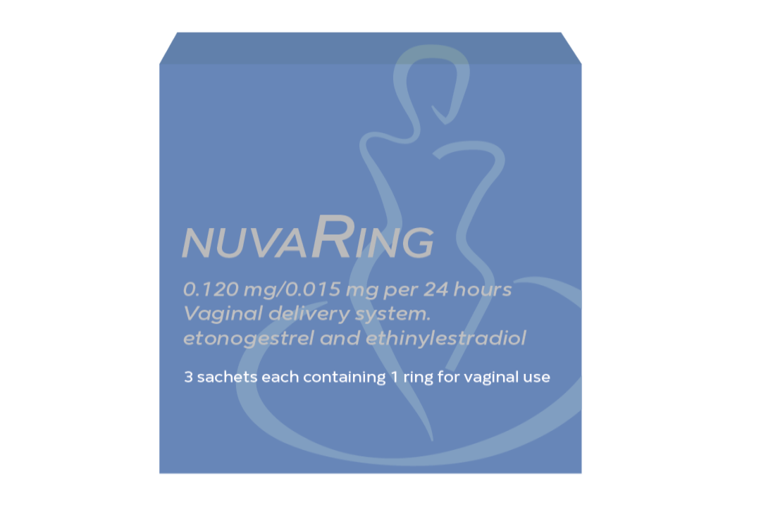 NuvaRing 0.120mg/0.016mg per 24 hours, vaginal delivery system, etonogestrel and ethinylestradiol. 3 sachets each containing 1 ring for vaginal use