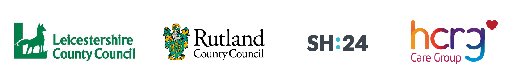 Leicestershire, Rutland, SH:24 and HCRG logos