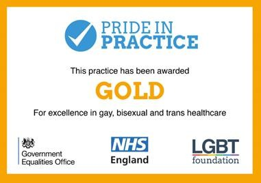 Pride in practice gold award badge
