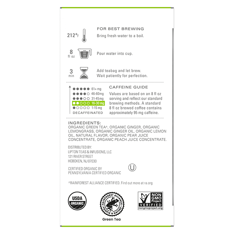 ORGANIC GREEN GINGER 16 TEA BAGS image