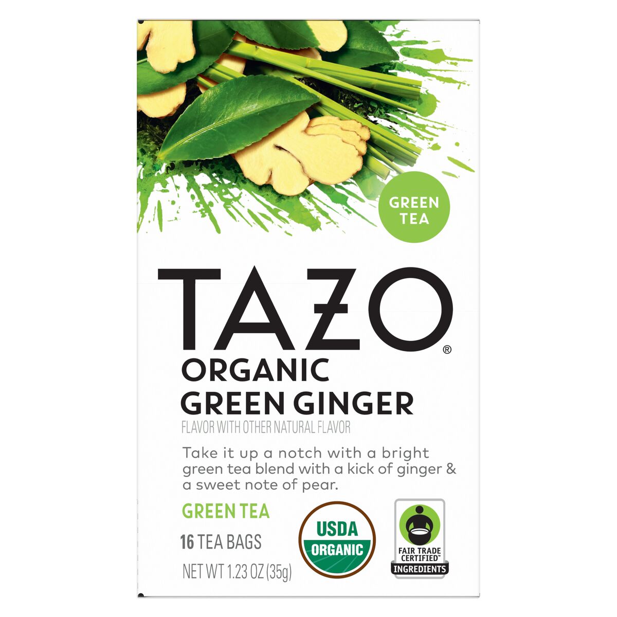 ORGANIC GREEN GINGER 16 TEA BAGS image