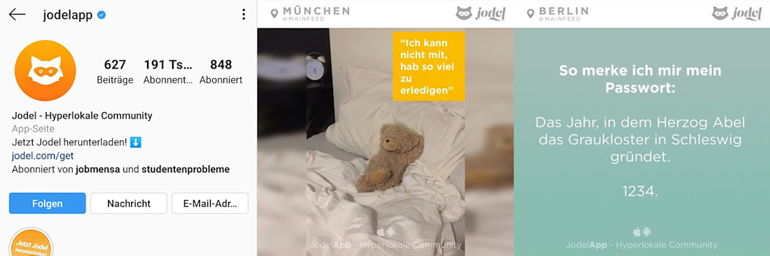 Screenshot Jodel Account