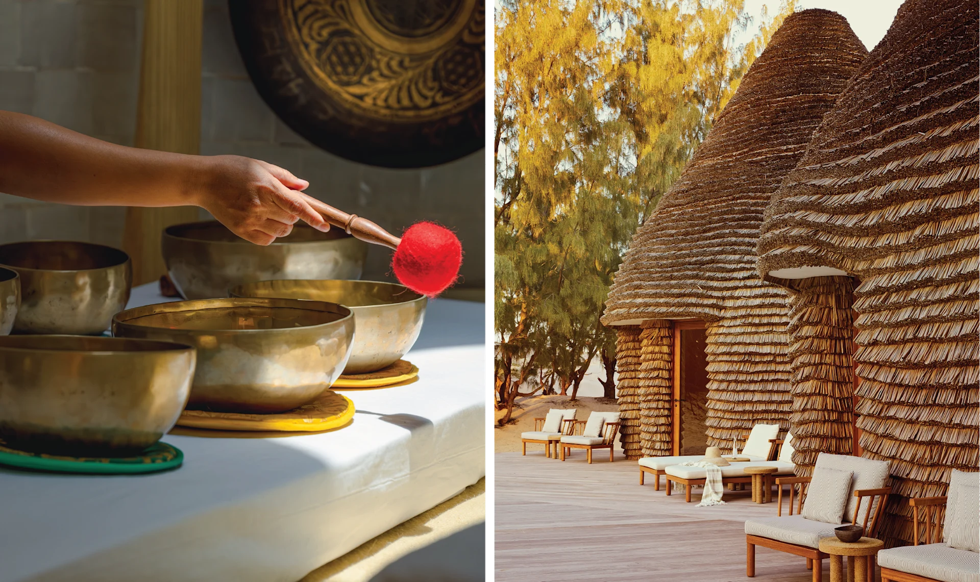 Dining or communal outdoor space with ocean views, designed for relaxed, open-air hospitality in a natural coastal setting. Pathway or boardwalk through dunes and vegetation, connecting villas and shared spaces while preserving the natural terrain.