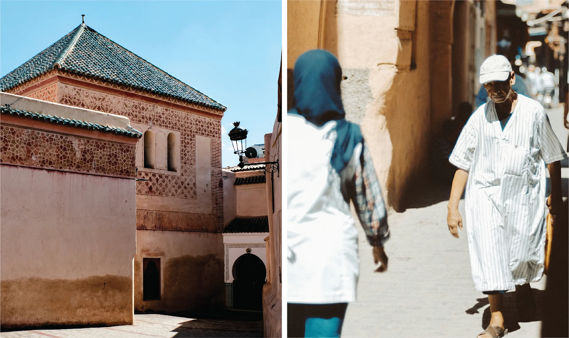 View of Marrakech’s winding streets with terracotta tones and soft light