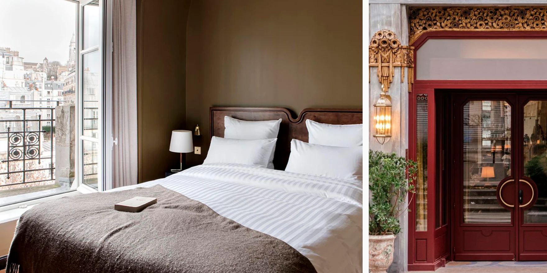 Room interior and hotel facade courtesy of the affordable Parisian Hôtel Rochechouart