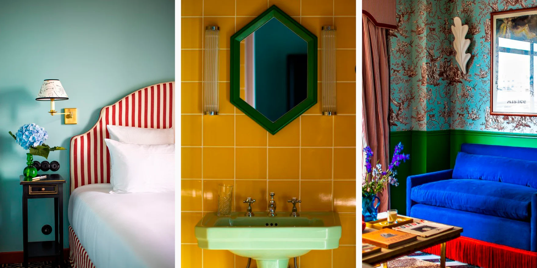 Room interior and bathroom courtesy of the affordable Parisian Hôtel Les Deux Gares