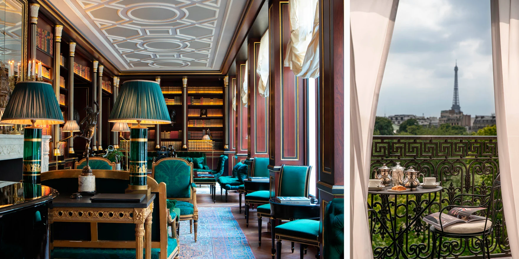 Duc de Morny Library and terrace from the luxury hotel La Réserve in paris france