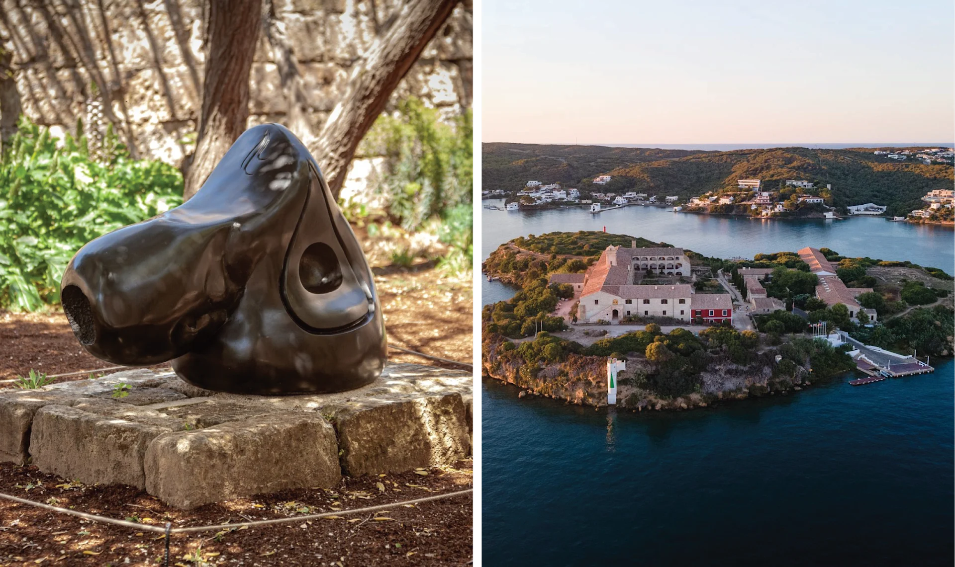 Hauser & Wirth Menorca on Illa del Rei with a sculpture garden and waterfront gallery set against Menorca’s coastal backdrop