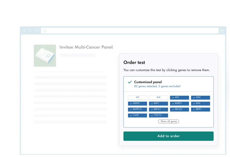 Invitae clinician ordering portal for genetic tests