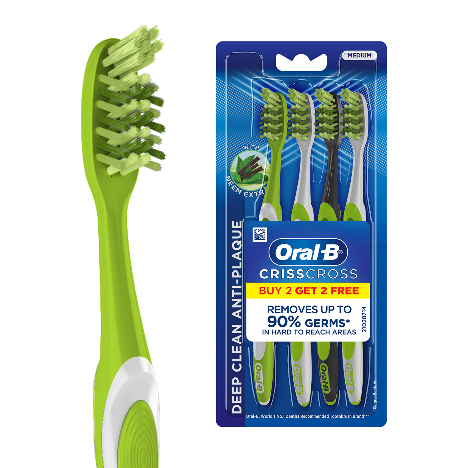 Buy Oral B Crisscross Anti-plaque Neem Toothbrush | Oral-B India