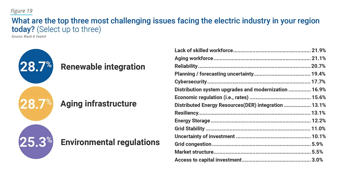 Top three most challenging issues facing the electric industry 