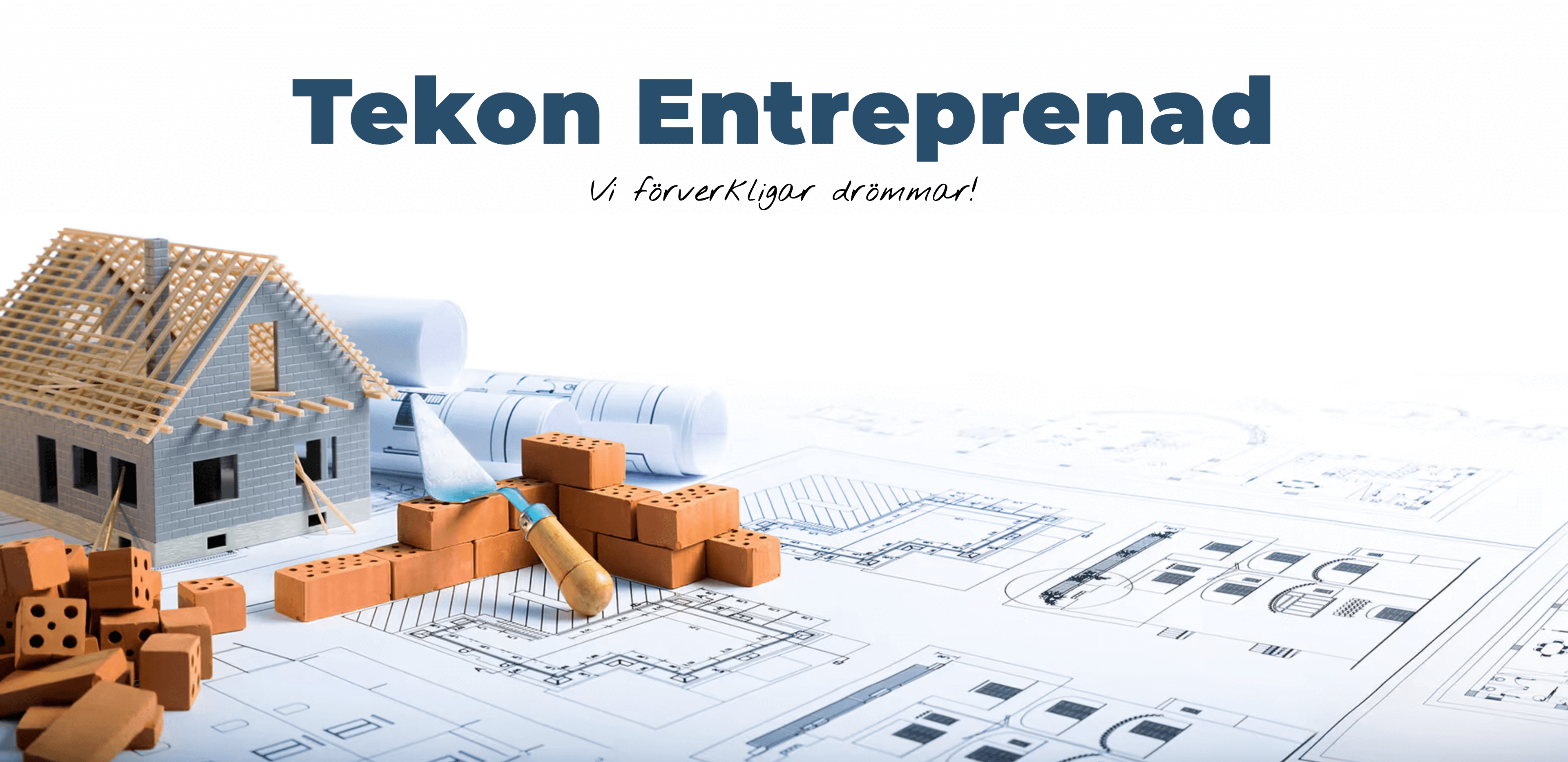 Screenshot of the landing page of the company website for Tekon Entreprenad.