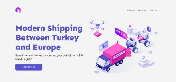 Image of the landing page of company website for Silk Road Logistic.