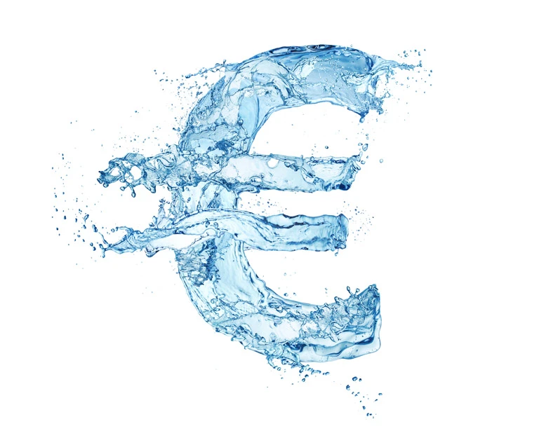 símbolo de euro em forma de água