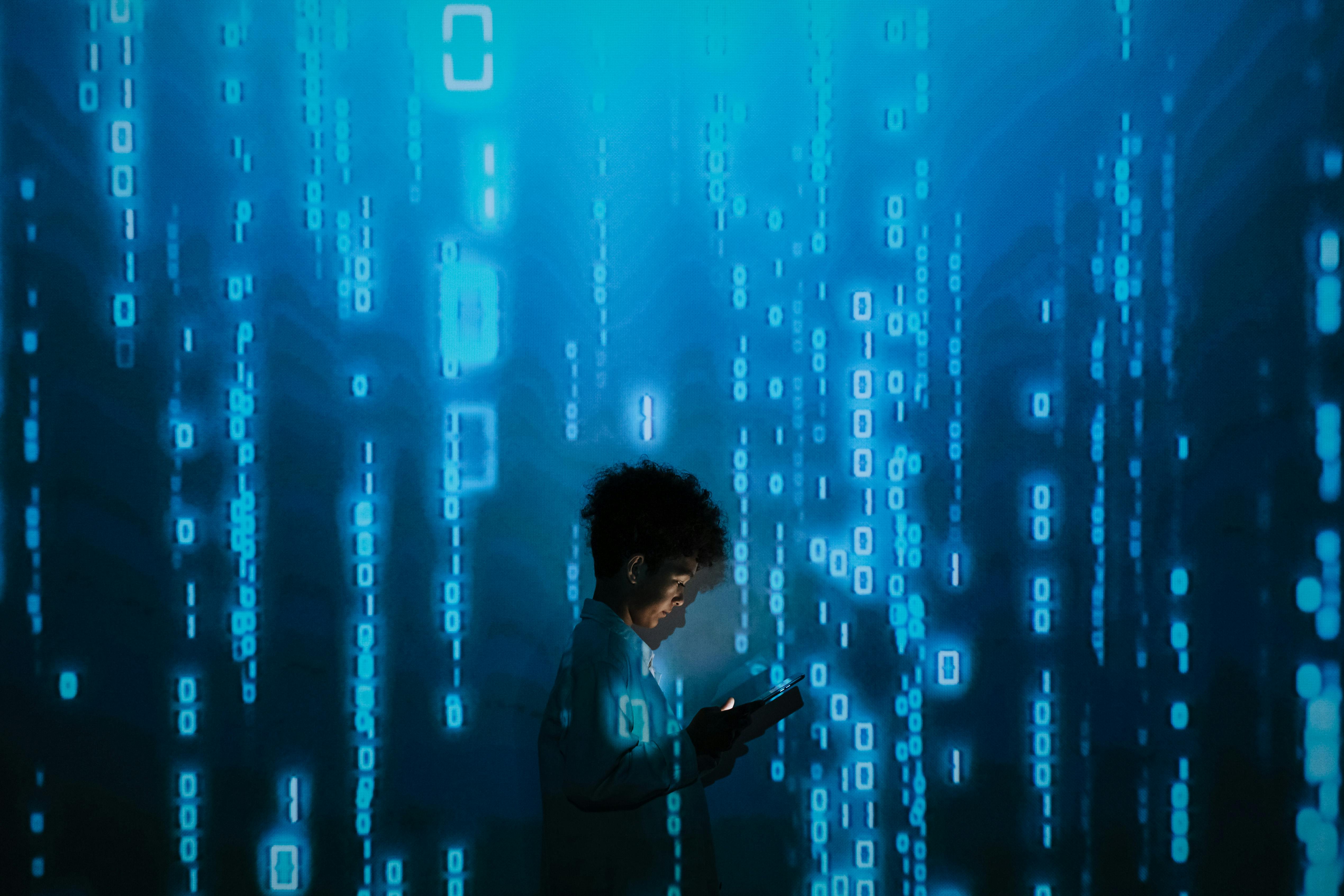 person creating AI video content