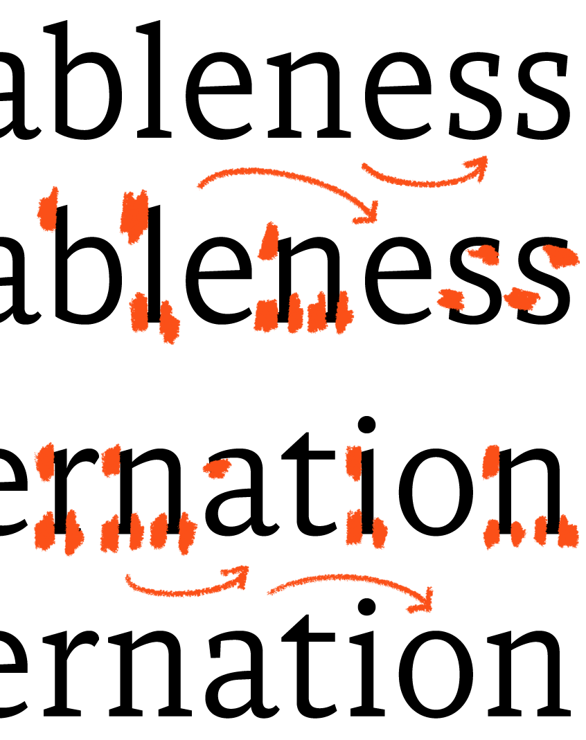 <b class="accent">FIG. 3 — </b> Early drawing explorations for Root Sans and Serif, which were drawn in parallel with each other, rather than in sequence.