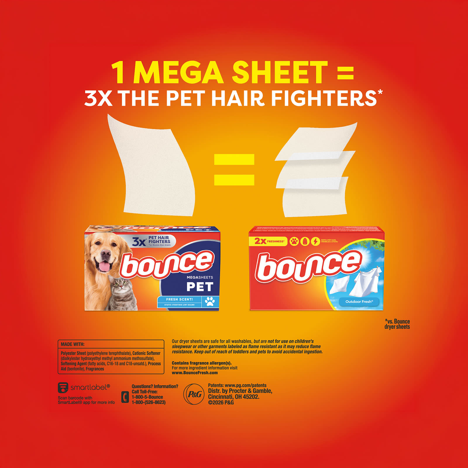 Bounce Pet Hair Dryer Sheets: For dryer-safe fabrics, Bounce out pet hair