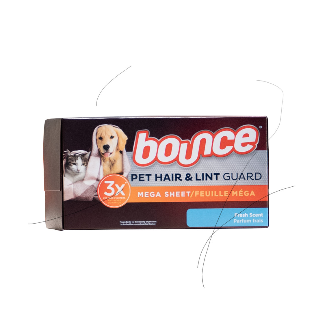 Bounce Pet Hair Dryer Sheets: Brush it off with Bounce.