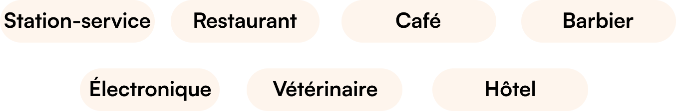 Gas Station. Restaurant. Coffee Shop. Barber Shop. Electronics. Pet Hospital. Hotel Rental.