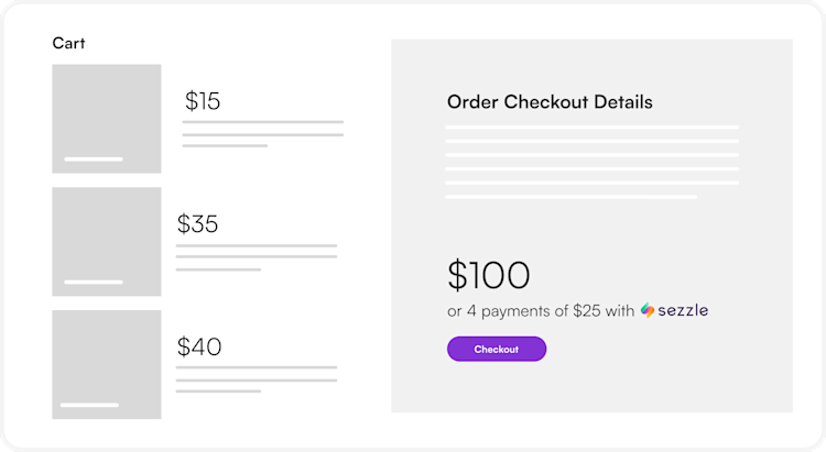Example of the Sezzle Widget in an E-commerce cart