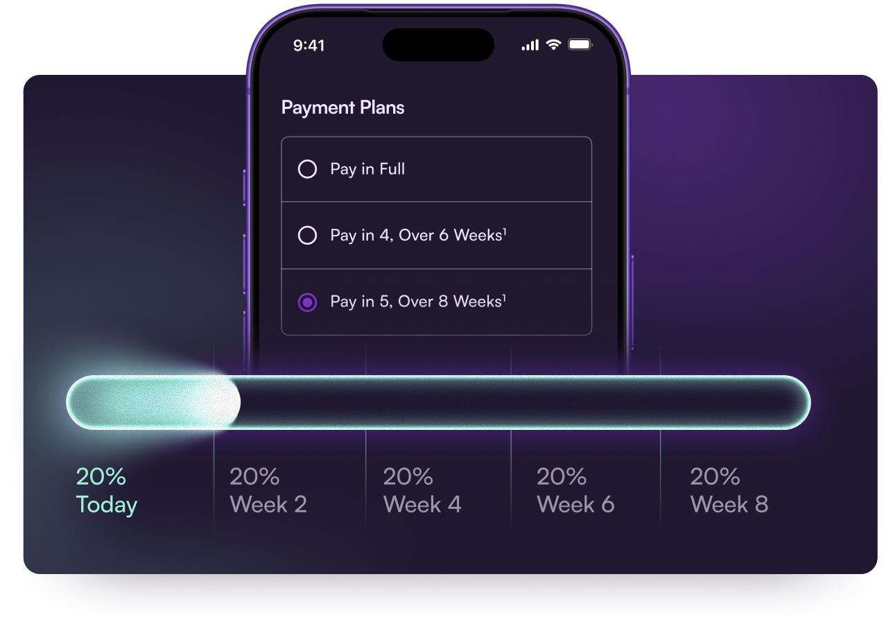 Phone screen showing the Sezzle price breakdown into 4 interest-free payments