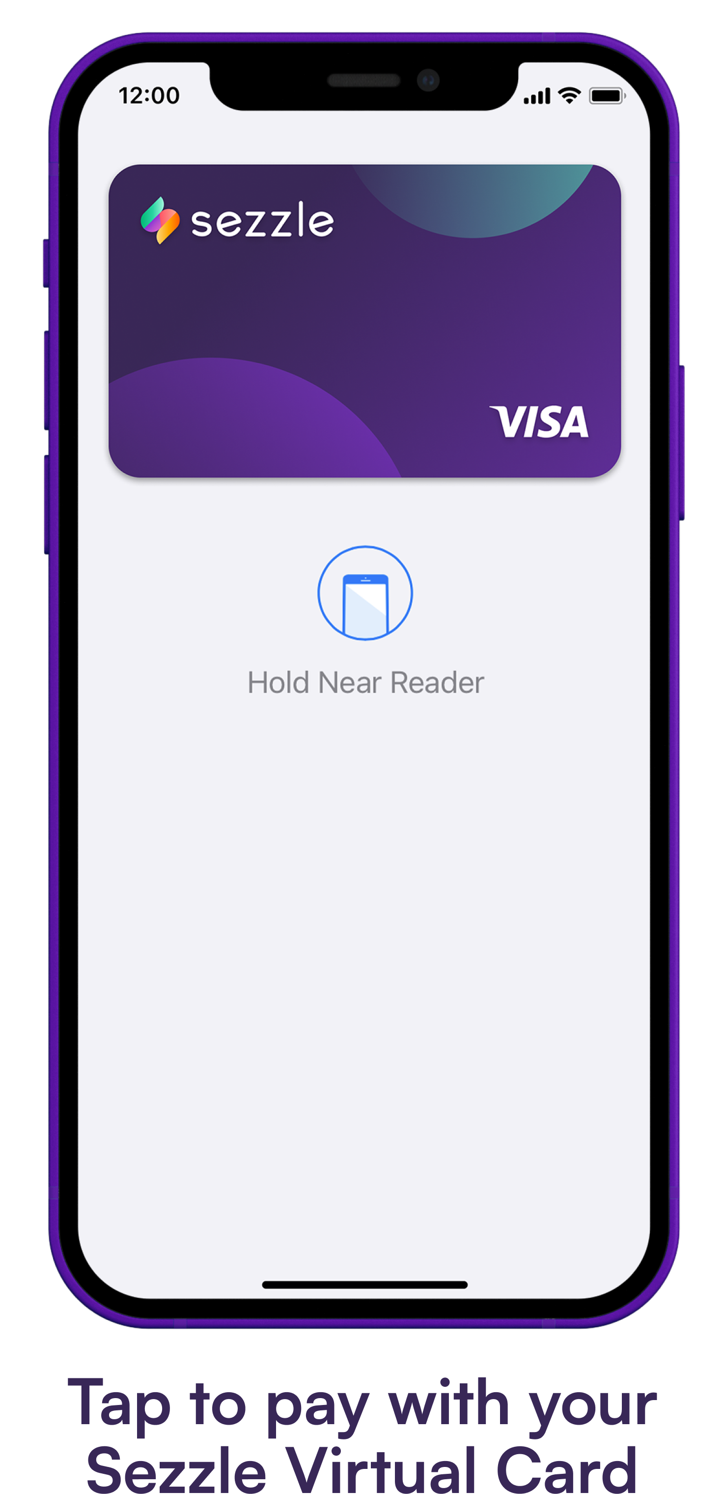 Phone screen showing the Sezzle Virtual Card in the Apple Wallet