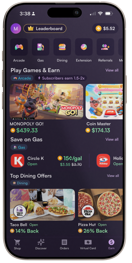 Sezzle app showing rewards earned