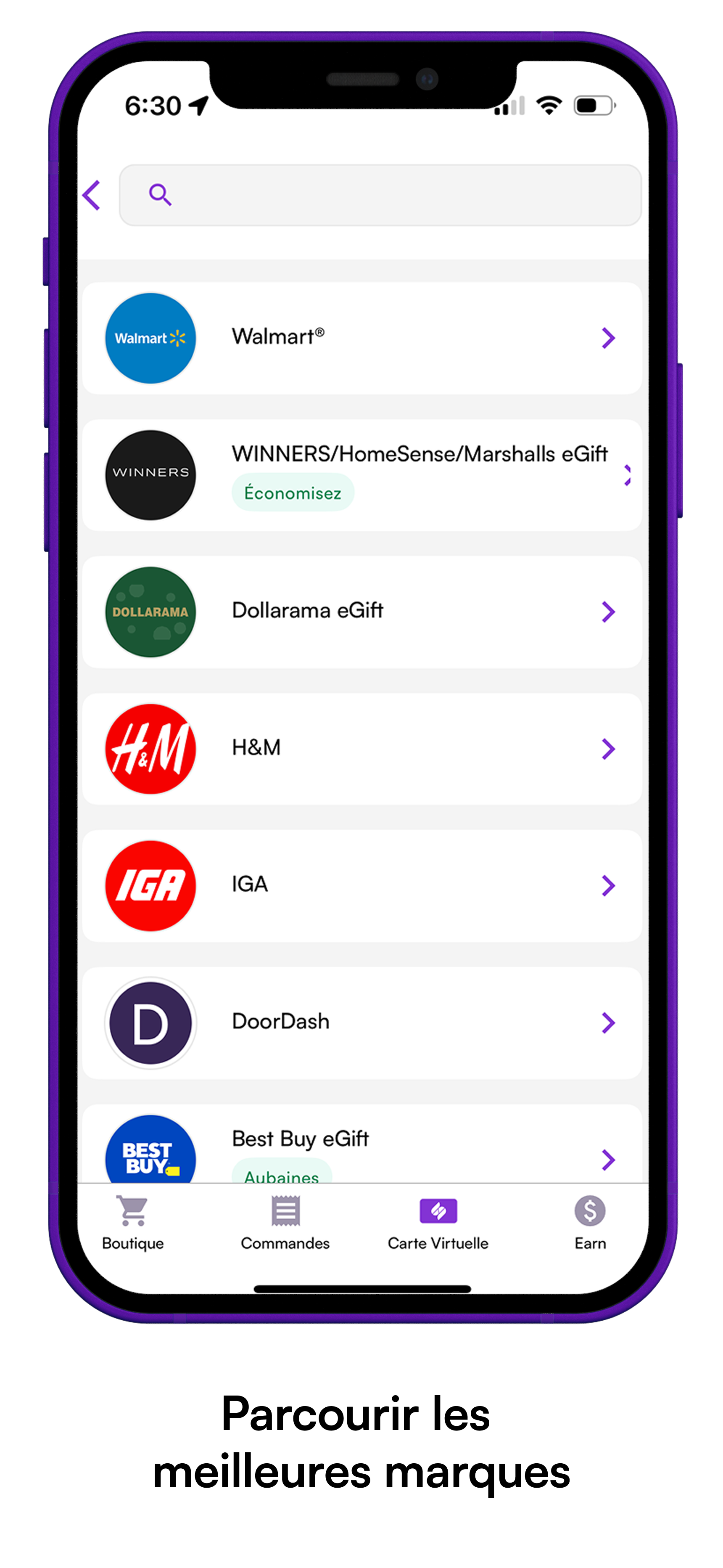 Phone screen showing the shopping webview in the Sezzle app. "Click a store in the Sezzle app and tap 'Pay with Sezzle'"