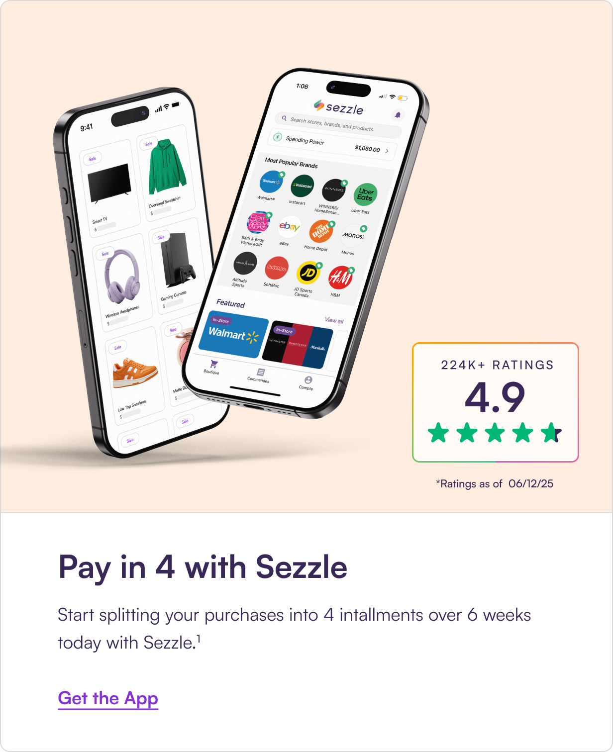 Sezzle allows you to buy now and pay later! Shop now, get what you need, and pay later in 4 interest-free installment payments over six weeks.