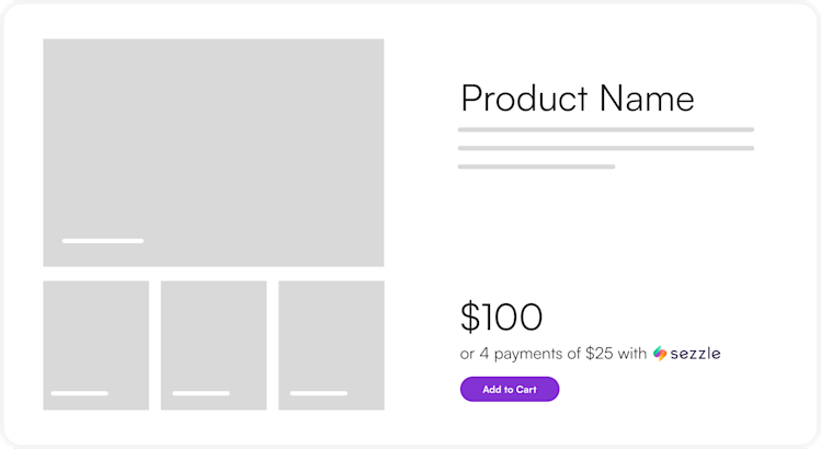 Example of the Sezzle Widget on a product page