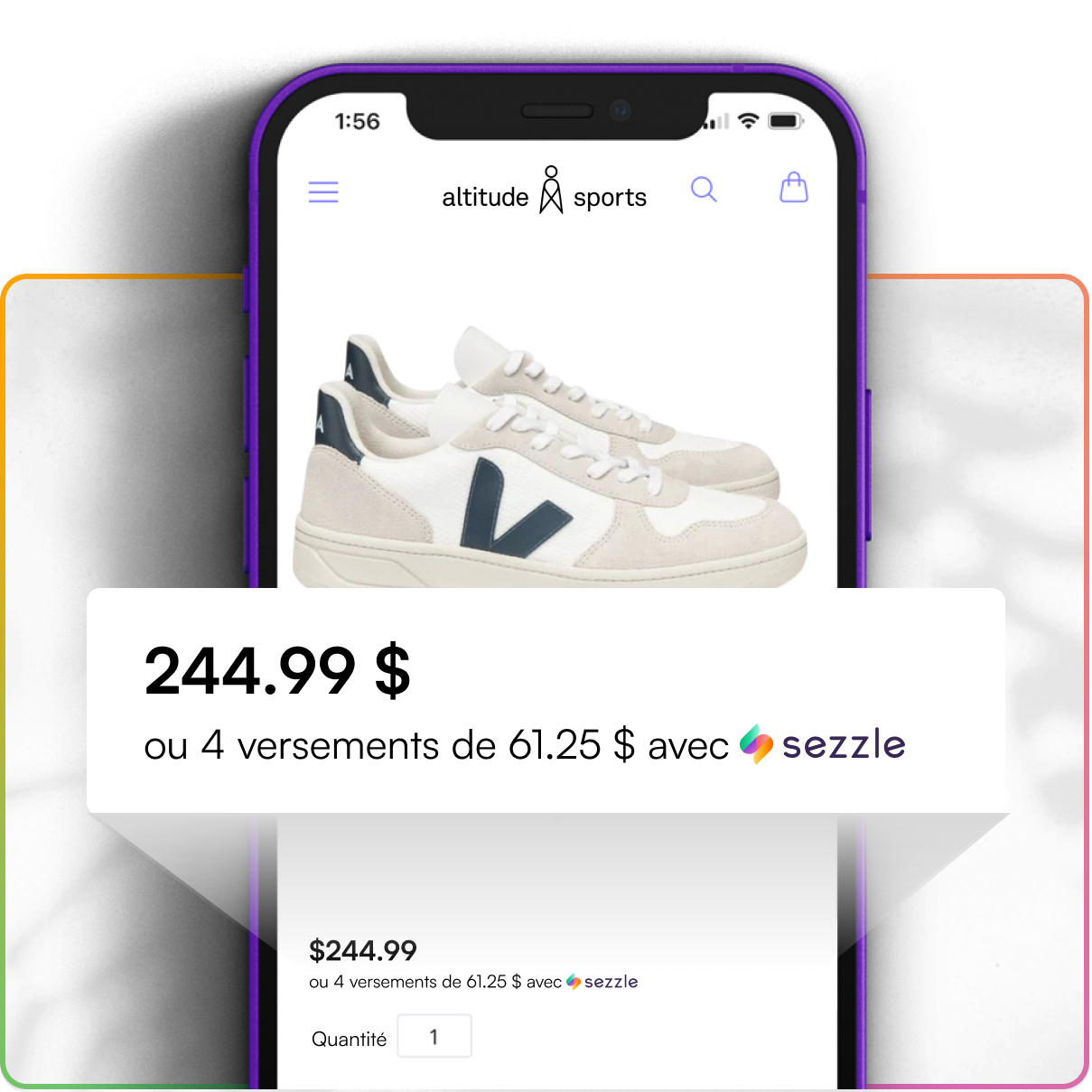 Flexible Financing with Sezzle where you can pay in 4 installments over 6 weeks at 0% interest.