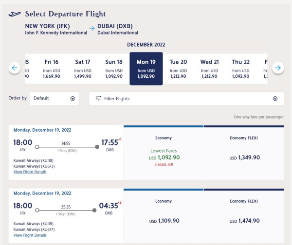 Economy Fare Options