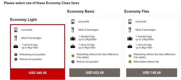 Economy fares