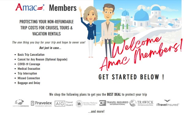 AMAC Travel Get Started Screen