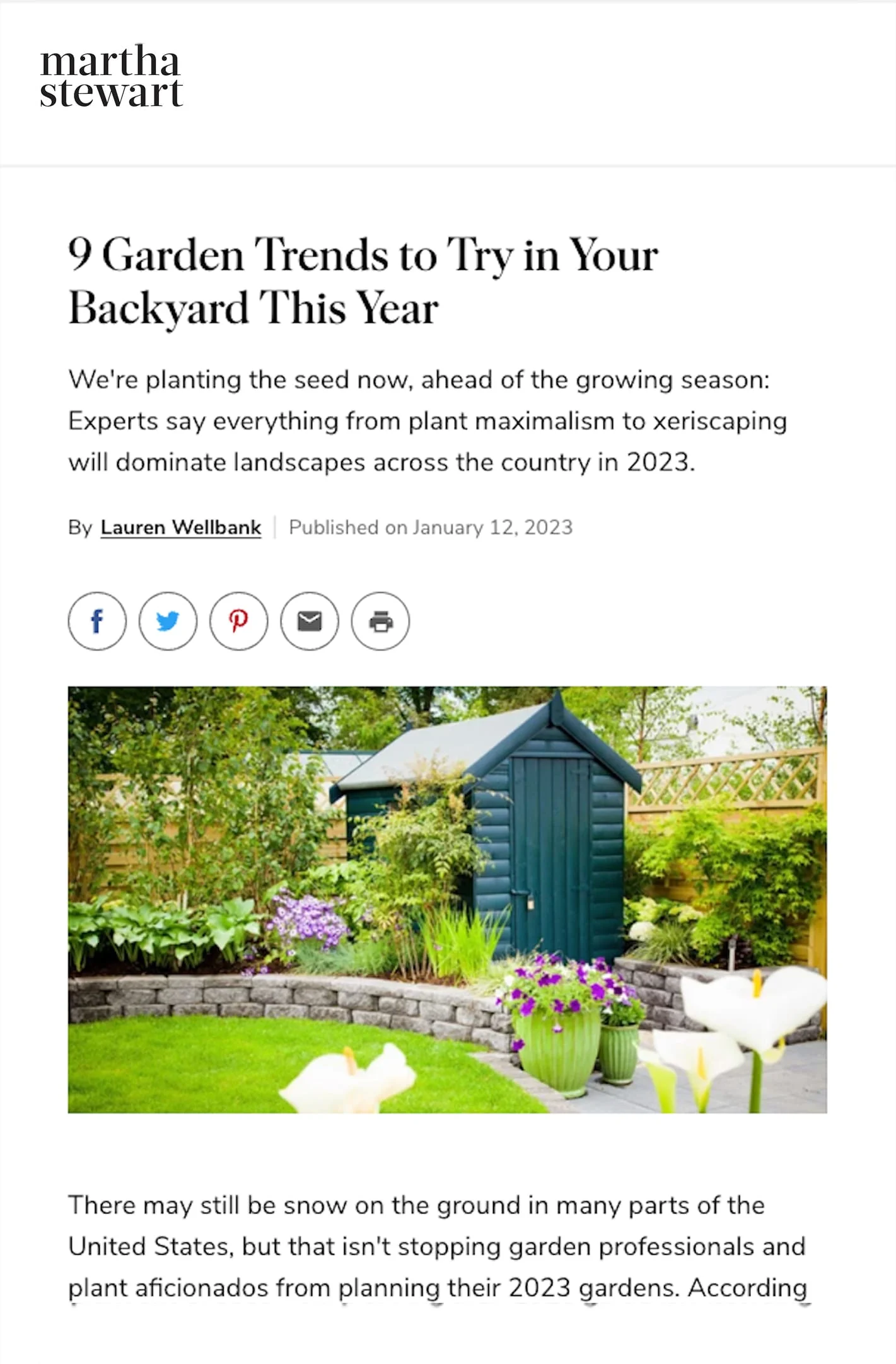 Martha Stewart Press Article