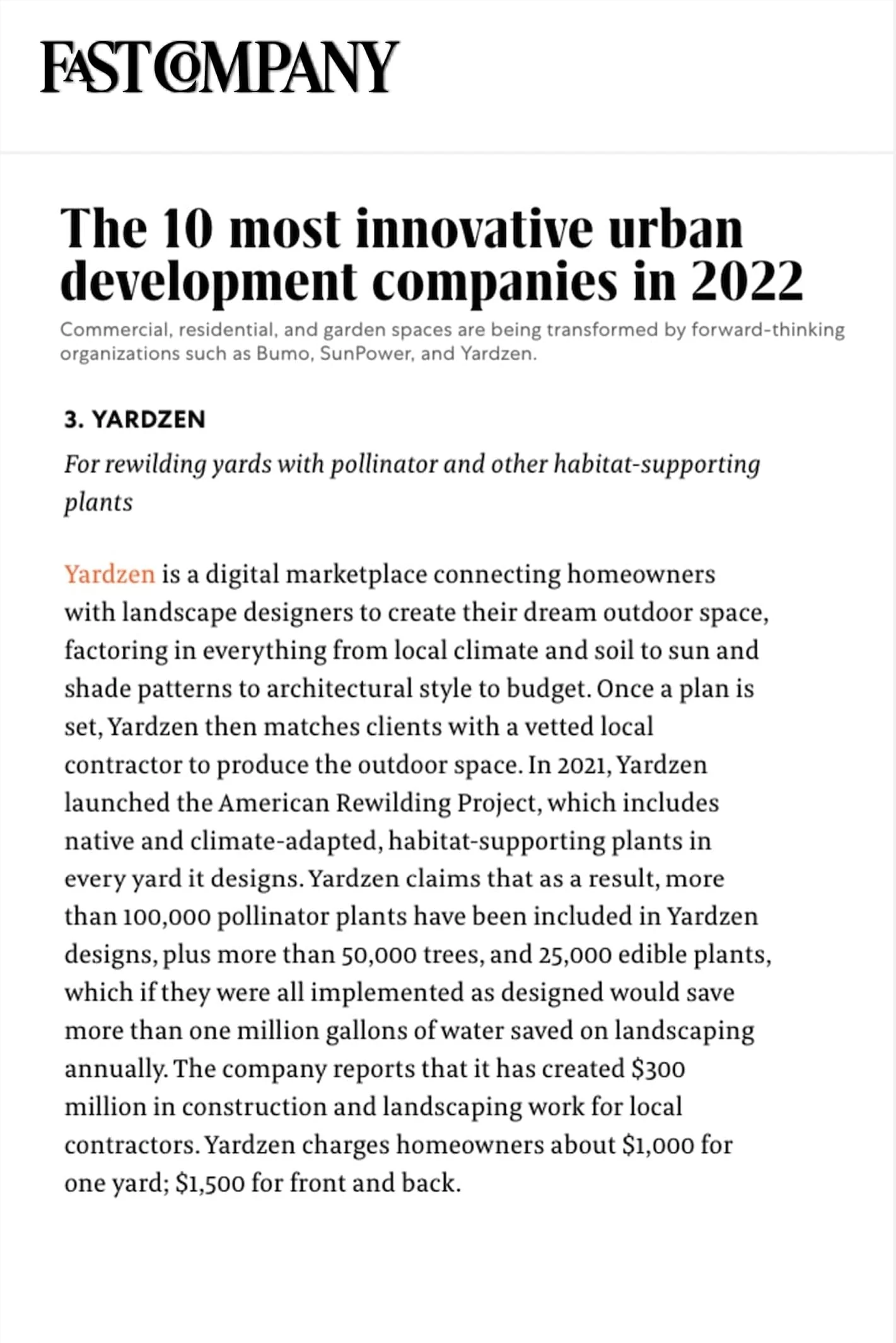 Fast Company Press Article