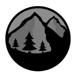 Logo for Onyx Landscape LLC featuring a black circular design with a mountain and two evergreen trees in silhouette.