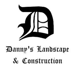 Logo of Danny's Landscape & Construction with black gothic-style letter D and serif text.