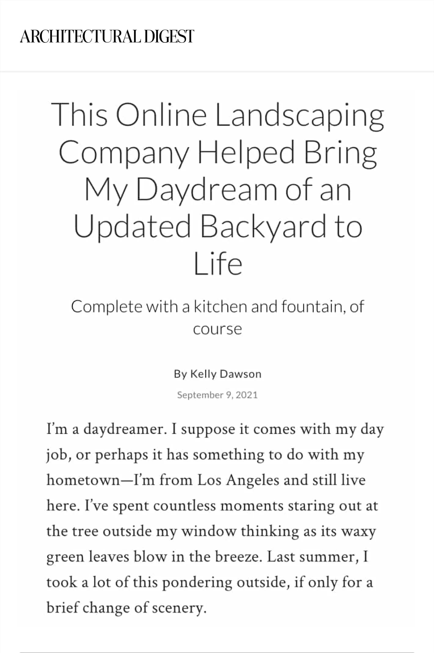 Architectural Digest Press Article