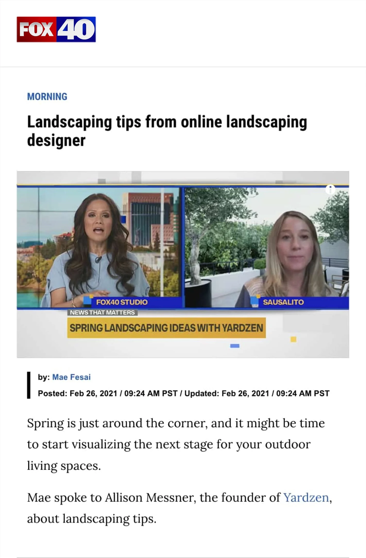 Fox40 Press Article