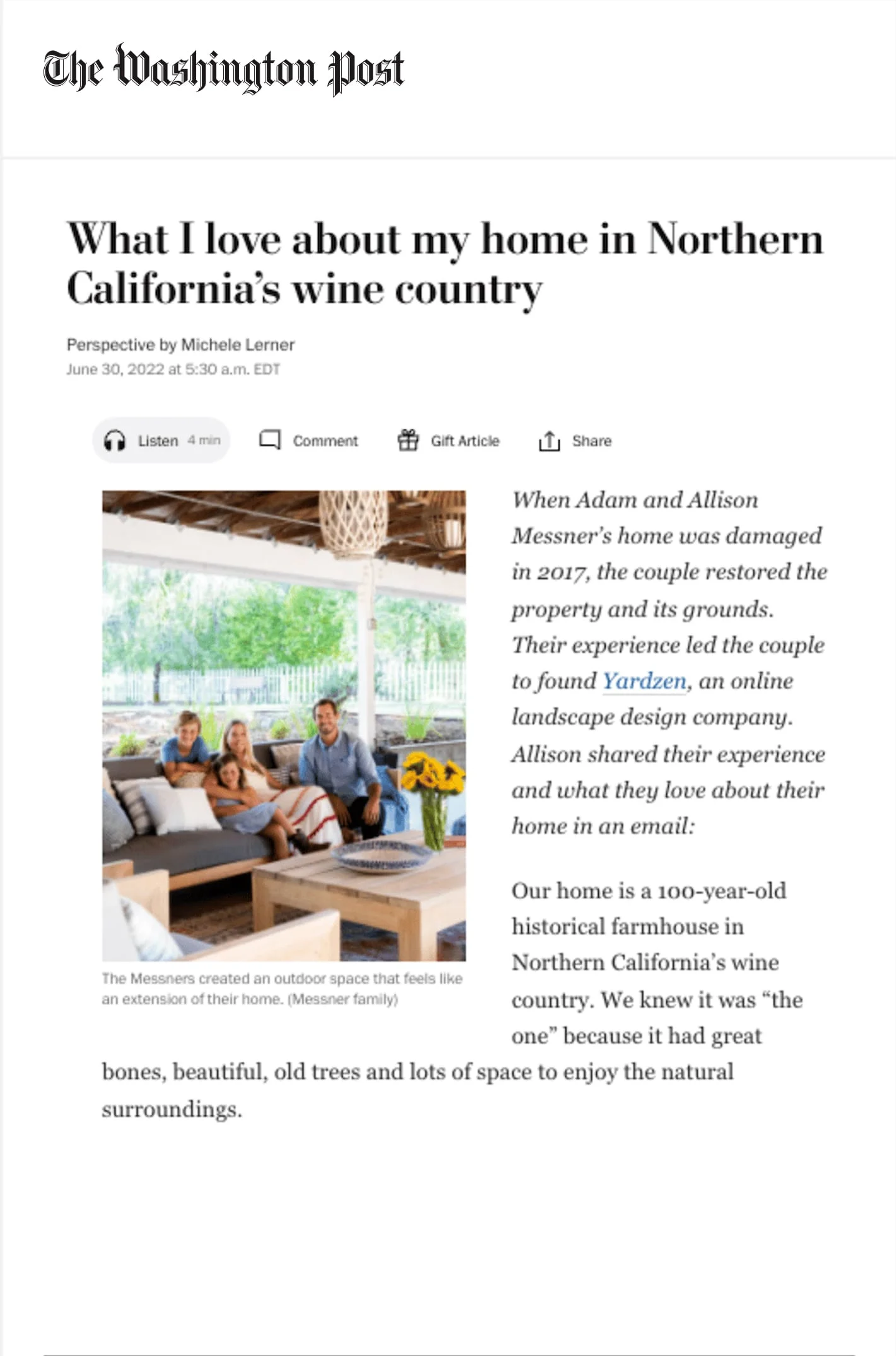 Washington Post Press Article