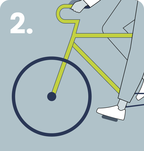 Self-care guide step 2 icon of man on a bicycle