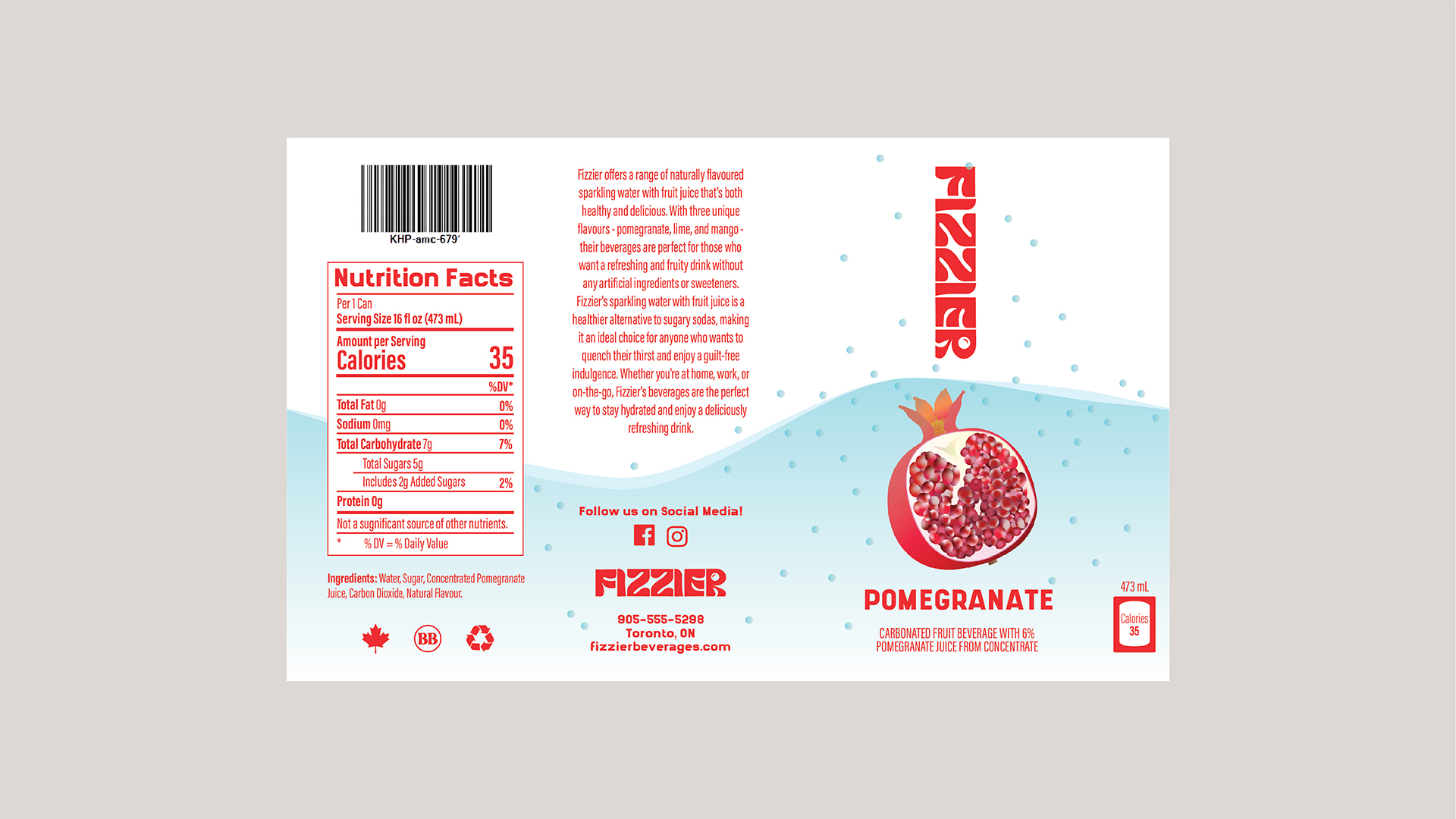 Pomegranate Can Against Blue Background