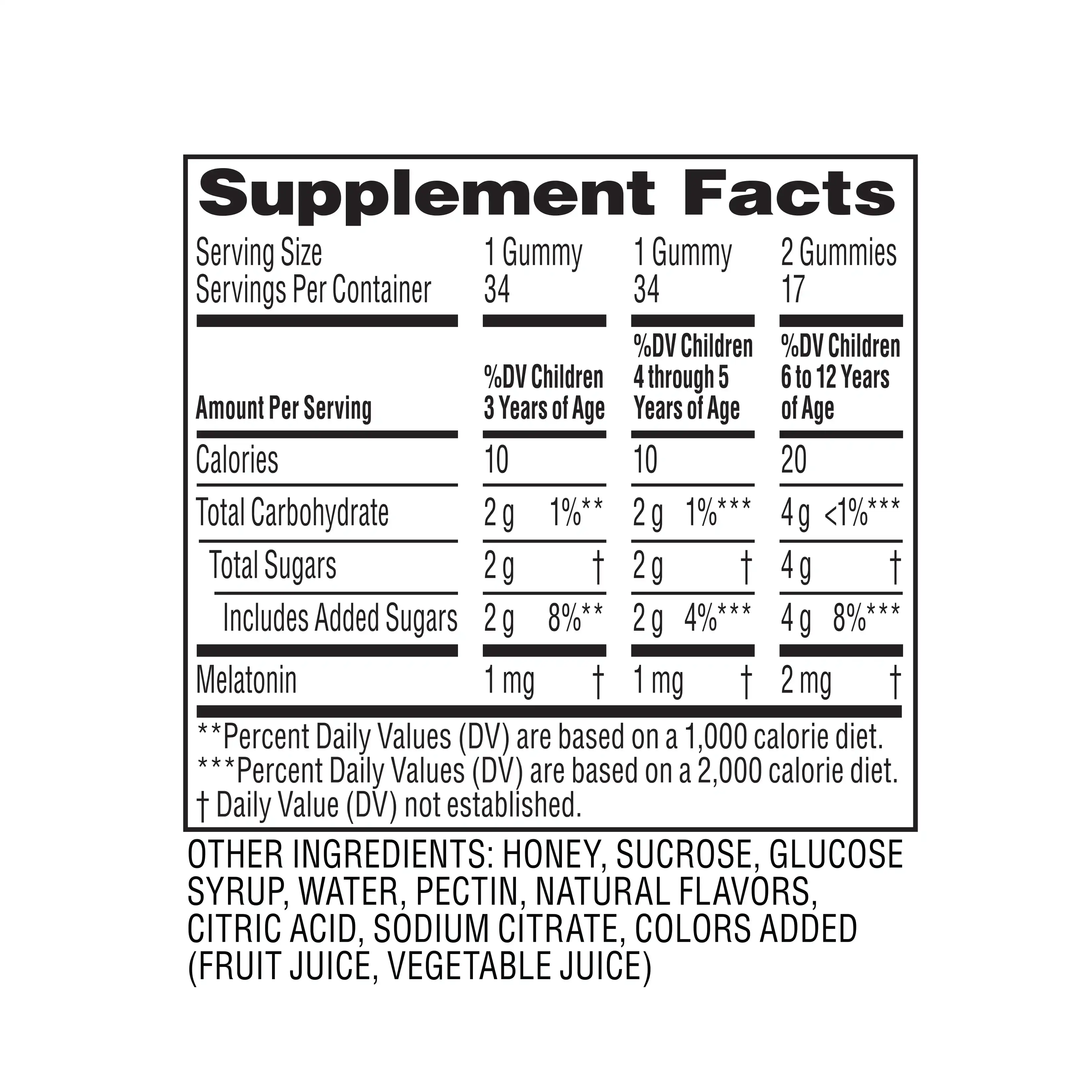 Zarbee’s® Children’s Sleep with Melatonin Gummies Supplement Facts