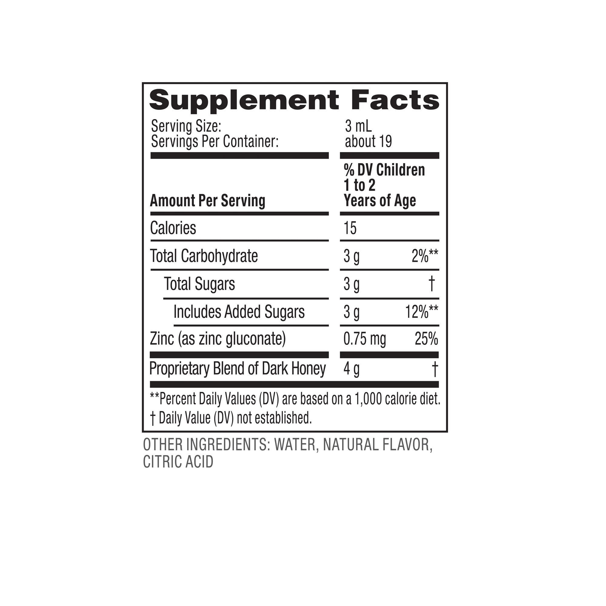 Zarbee’s® Baby Cough Syrup + Immune Nutrition Label