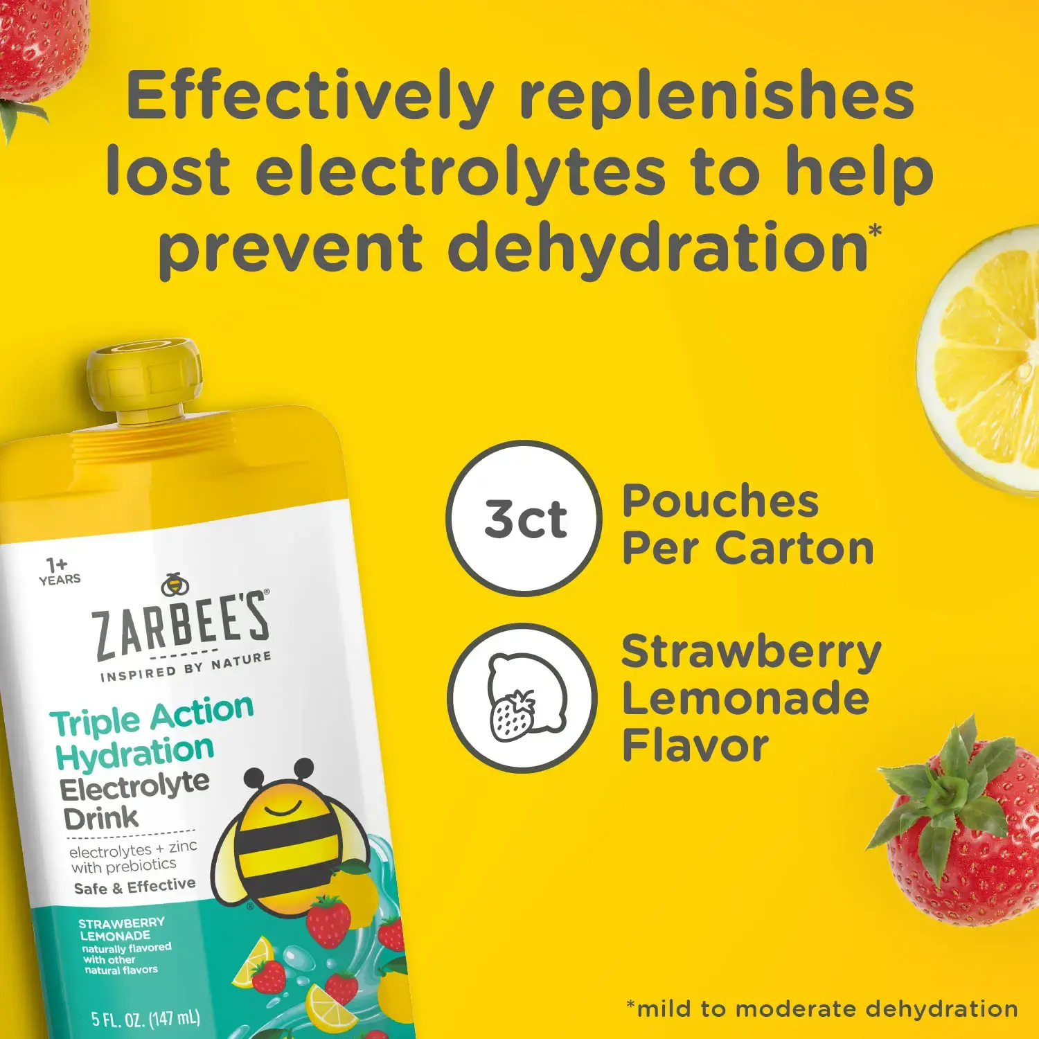 Triple Action Hydration Electrolyte Drink, Strawberry Lemonade