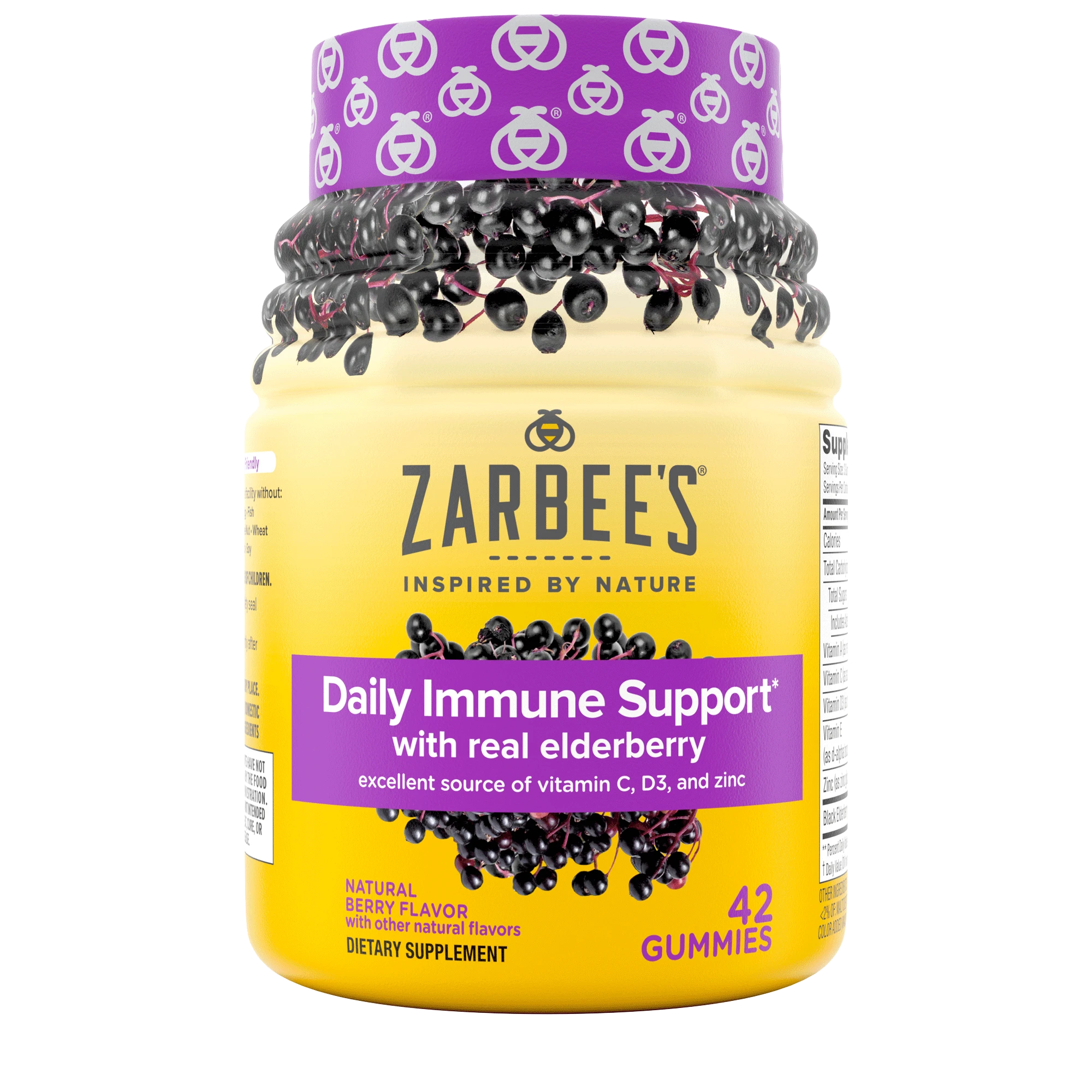 Front of Zarbee's® Elderberry Immune Support Gummies Bottle