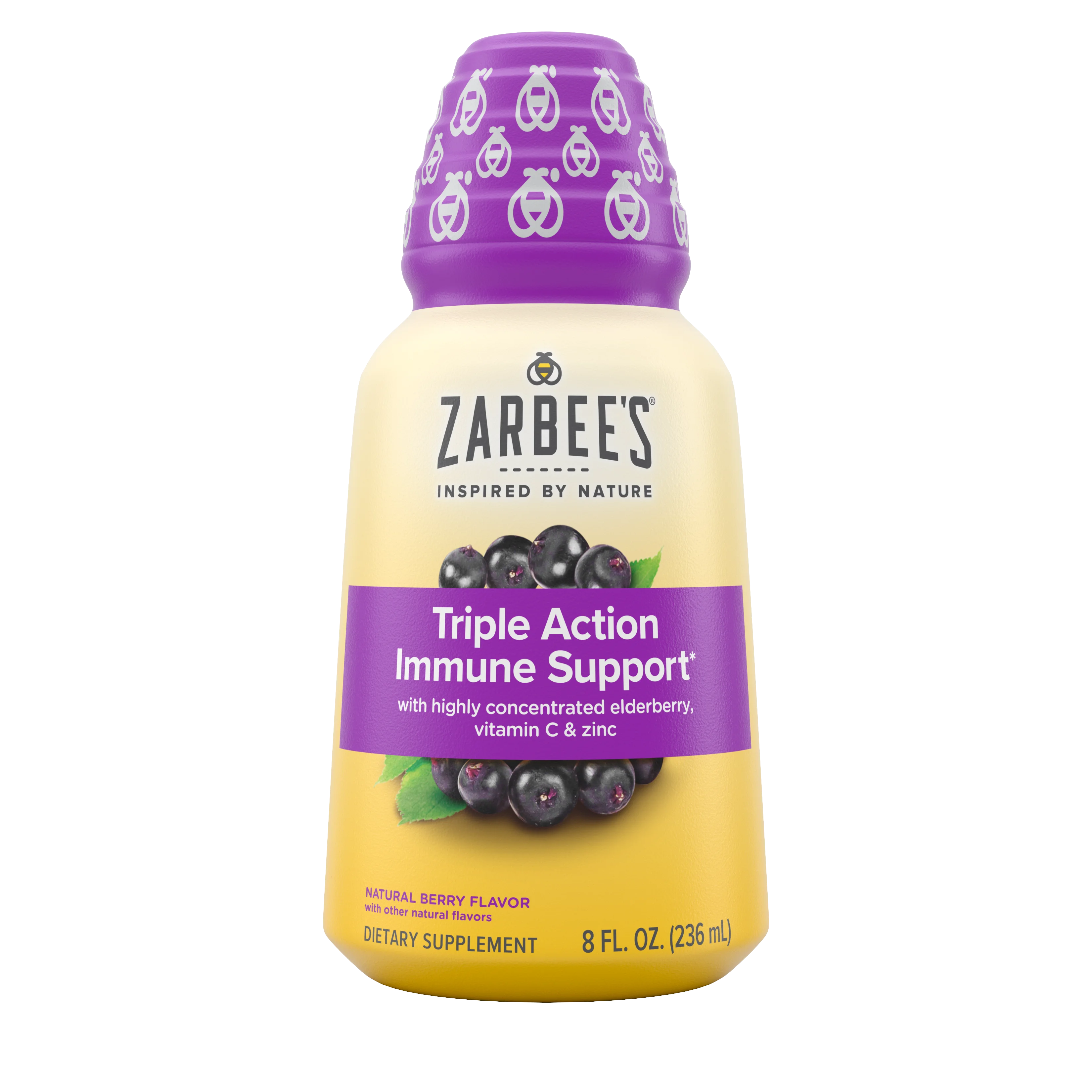 Front packaging of Zarbee’s® Black Elderberry Immune Support* Syrup in natural berry flavor