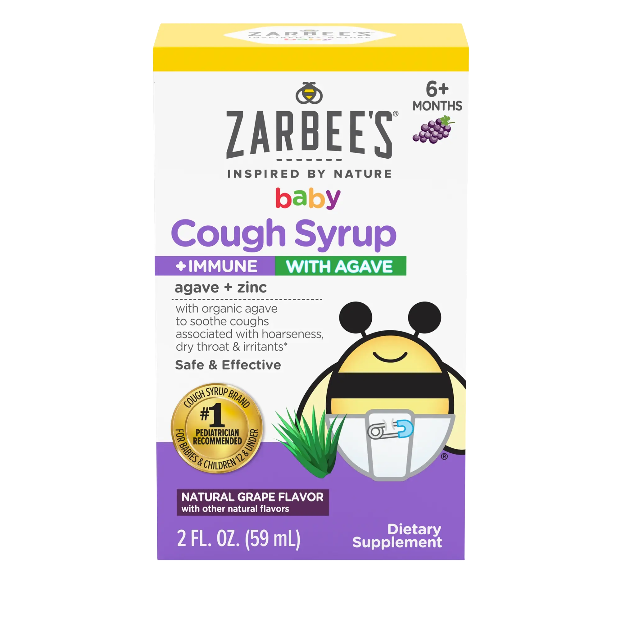 Baby Cough Syrup Plus Immune with Agave Natural Grape 