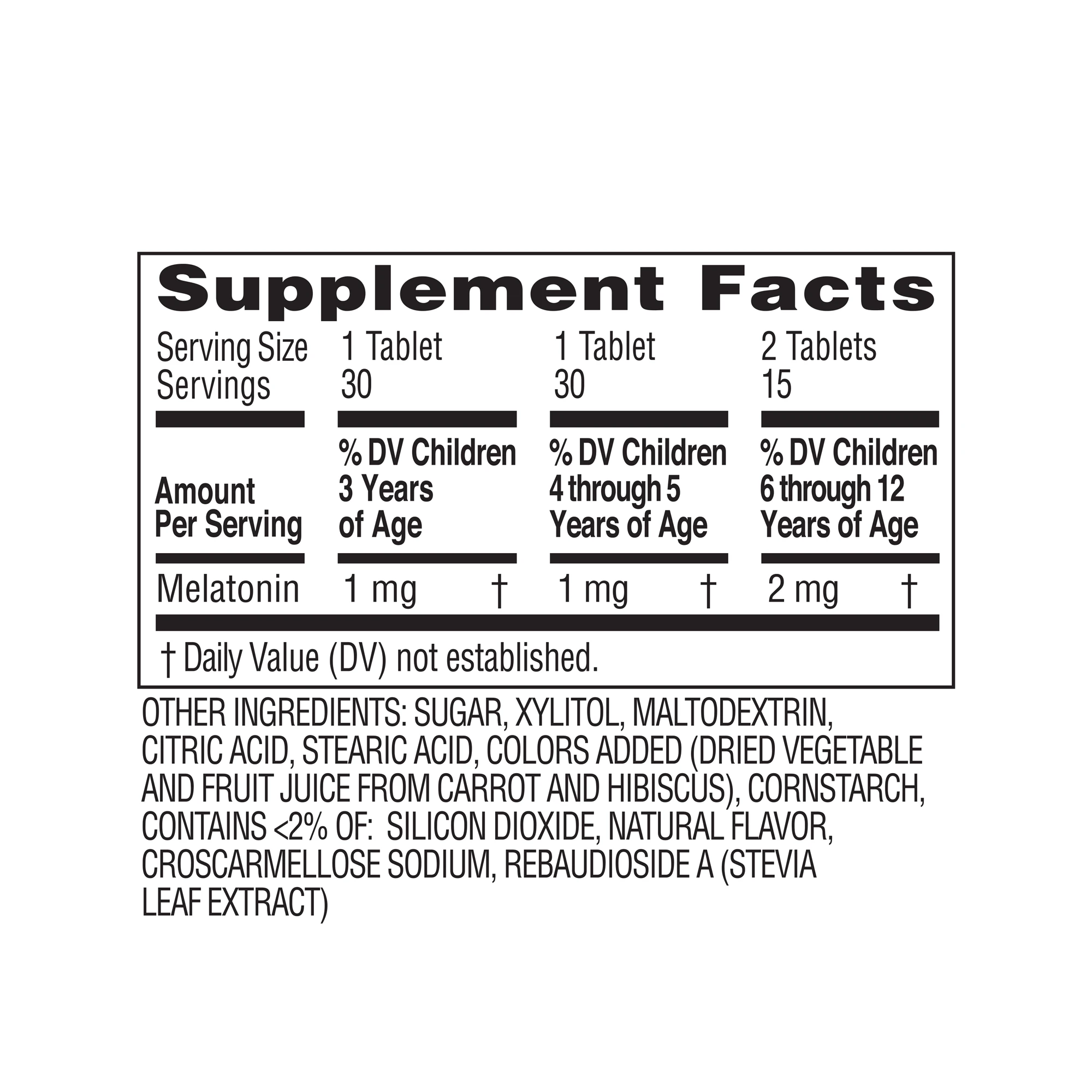 Zarbee's Children's Sleep with Melatonin Supplement Nutrition Facts